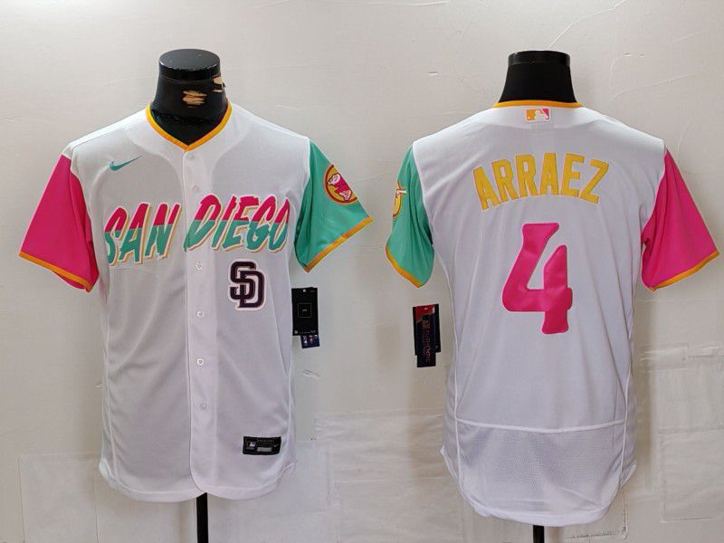 Men San Diego Padres #4 Arraez White City Edition Elite Nike 2024 MLB Jersey style 4